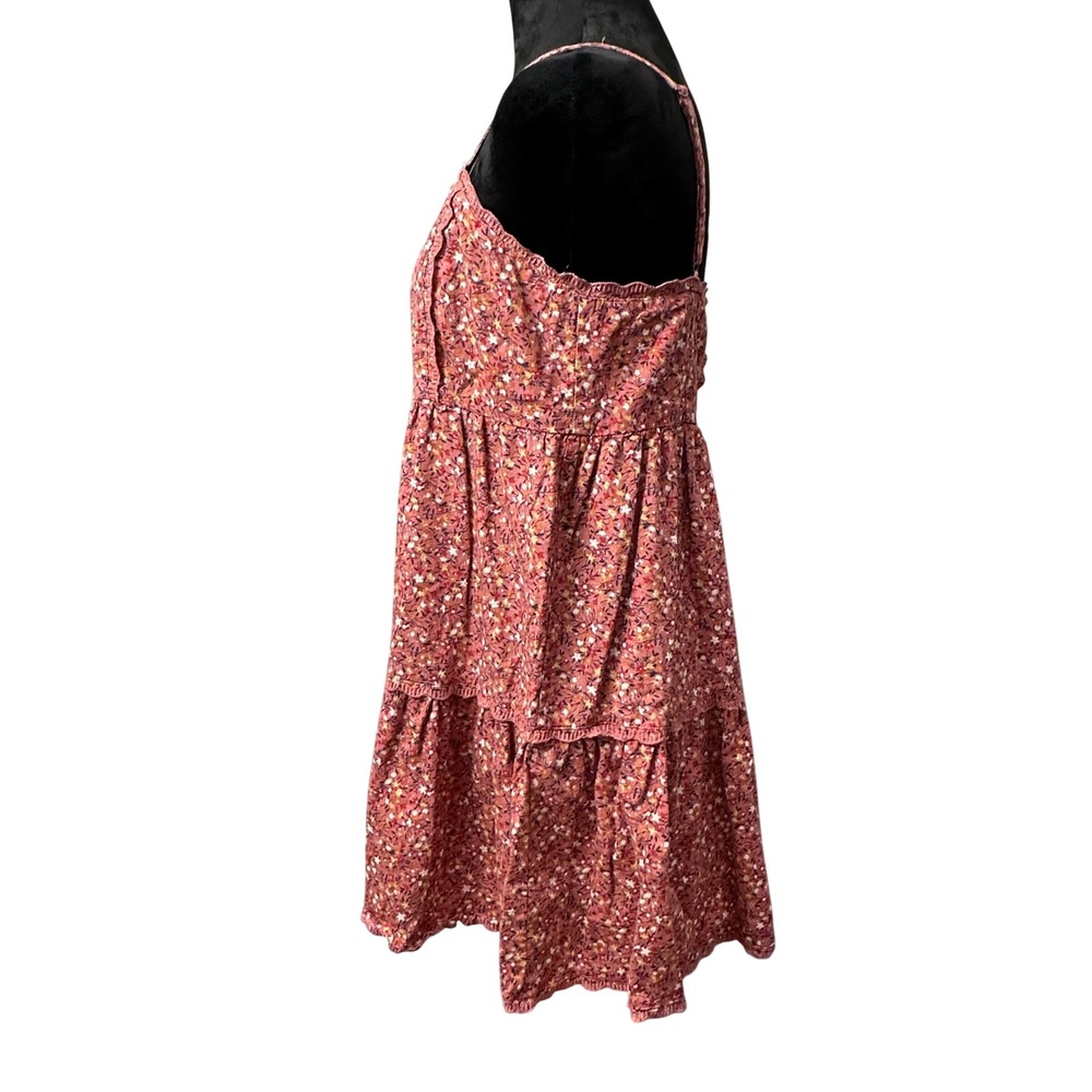 Aeropostale Babydoll Dress S Pink Floral Scalloped Trim Cottagecore Boho - Picture 11 of 16